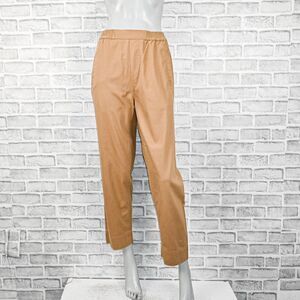 Aiayu Women's Elastic Wasit Crop Pants in Beige Cotton size XS